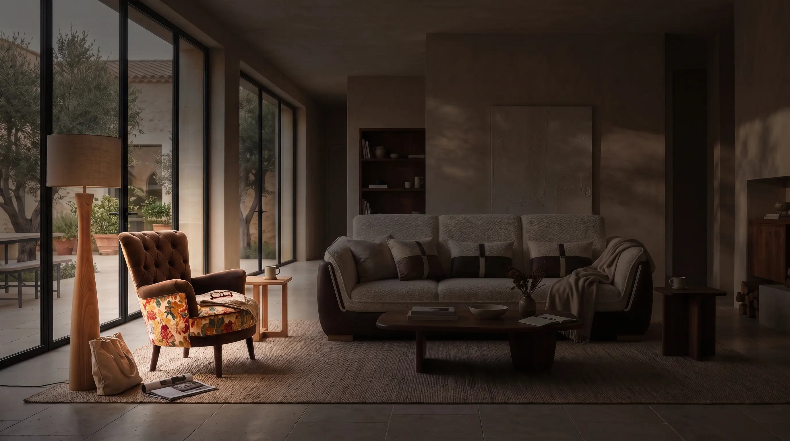 Mocha Brown English Floral Tufted Armchair handcrafted by Rajindra Furniture